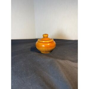 Pranknash Made In England‎ Ceramic Honey Pot Jar Lidded Ribbed Brown Vintage